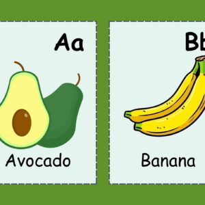 Alphabet Fruits Flashcards A-Z for Kids – Printable Digital Download