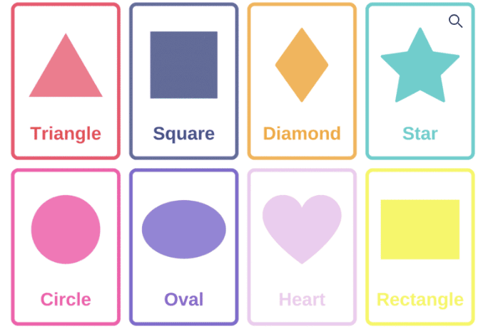 Educational Geometric Shapes Flashcards for Children in English - Ready to Print
