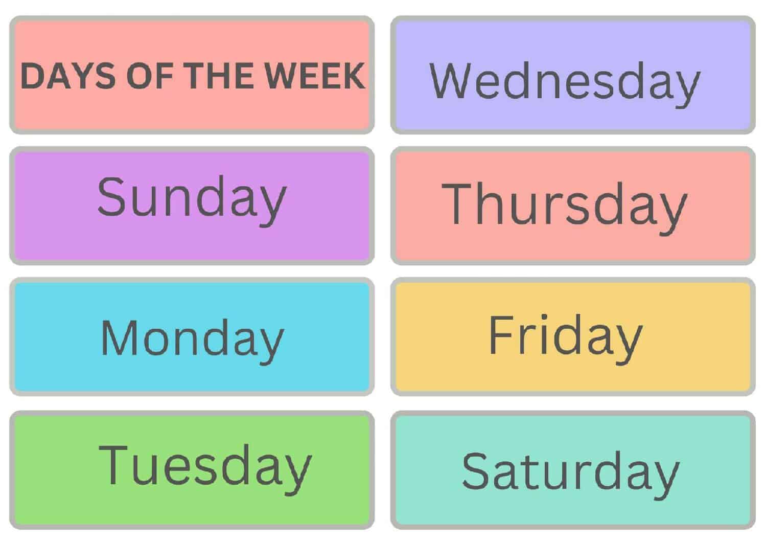 Red and Yellow Days of the Week Flashcards Printable | Vibrant Montessori Learning Cards for Kids | Toddler & Preschool Homeschool Resources | Classroom Calendar Decor Digital Download PDF